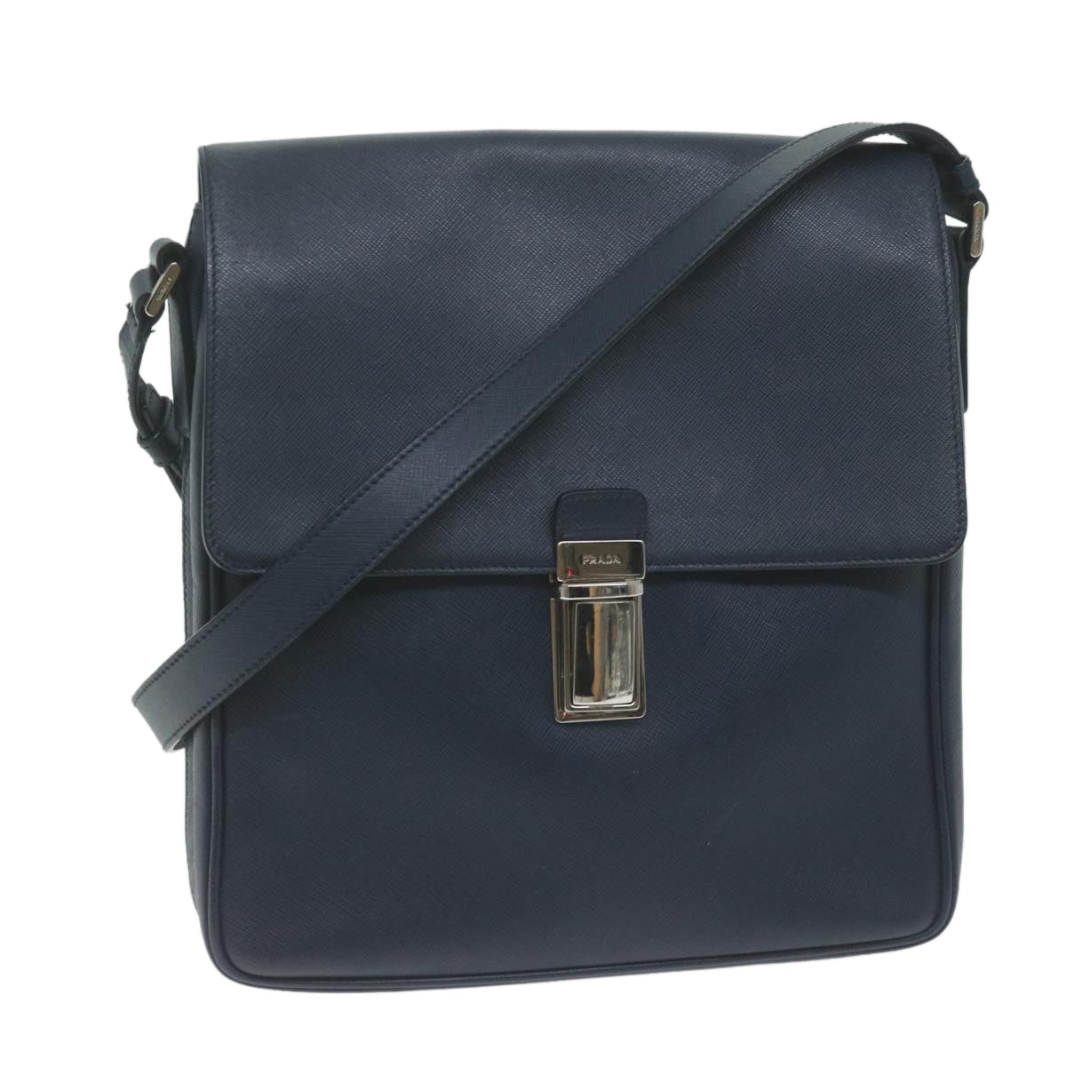 PRADA Shoulder Bag Safiano leather Navy Auth ep3022