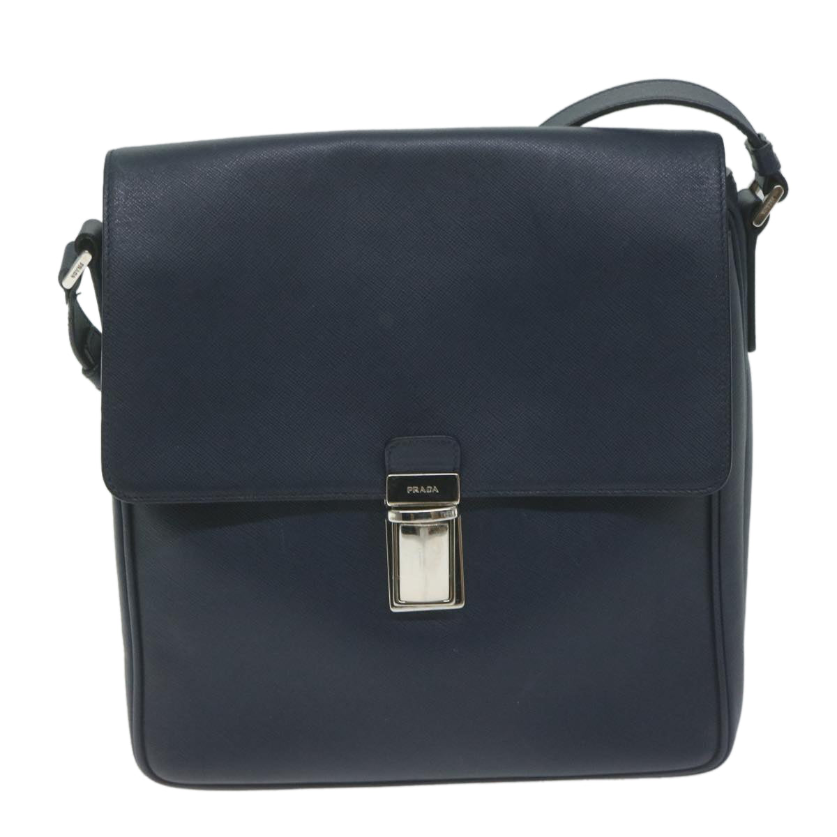 PRADA Shoulder Bag Safiano leather Navy Auth ep3022