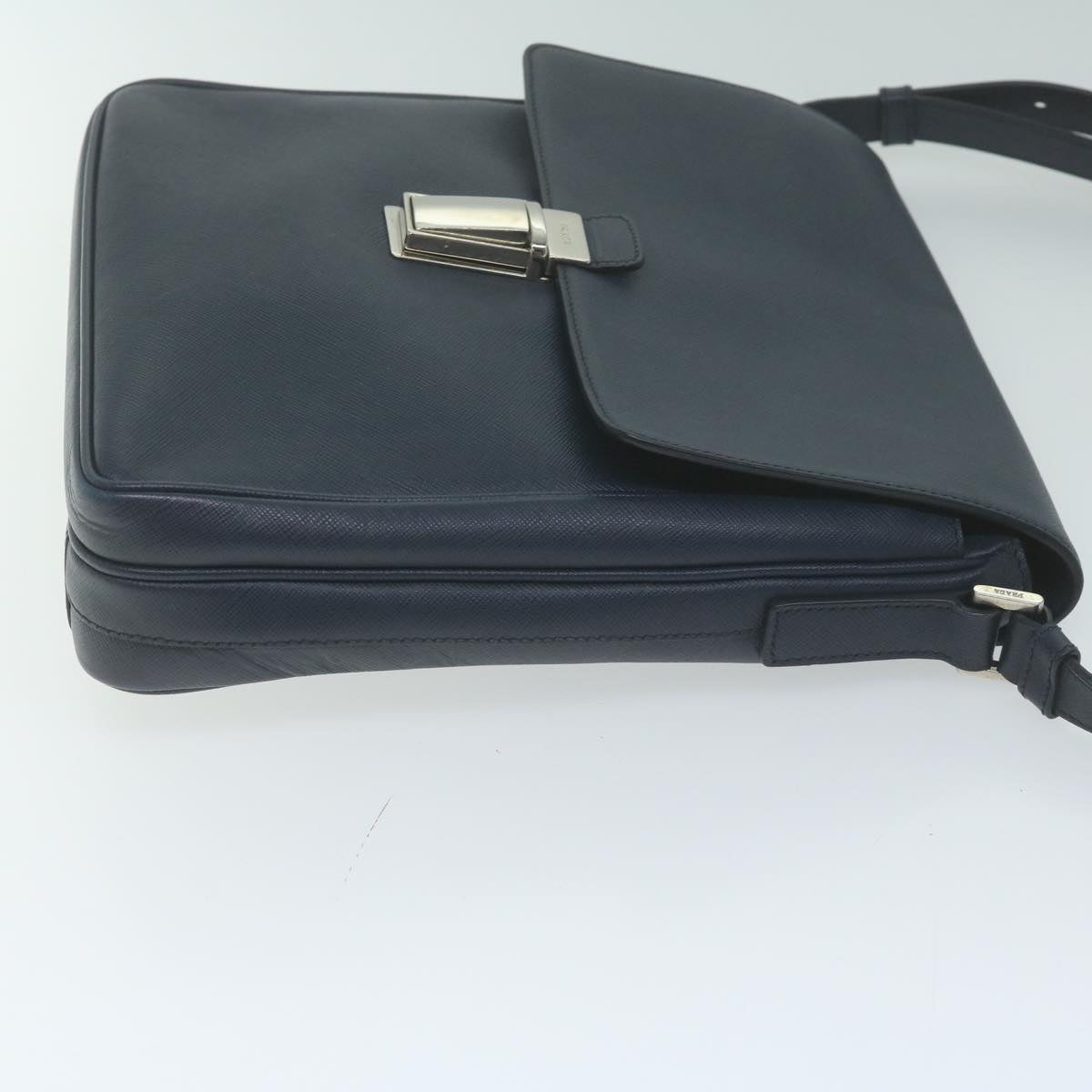 PRADA Shoulder Bag Safiano leather Navy Auth ep3022