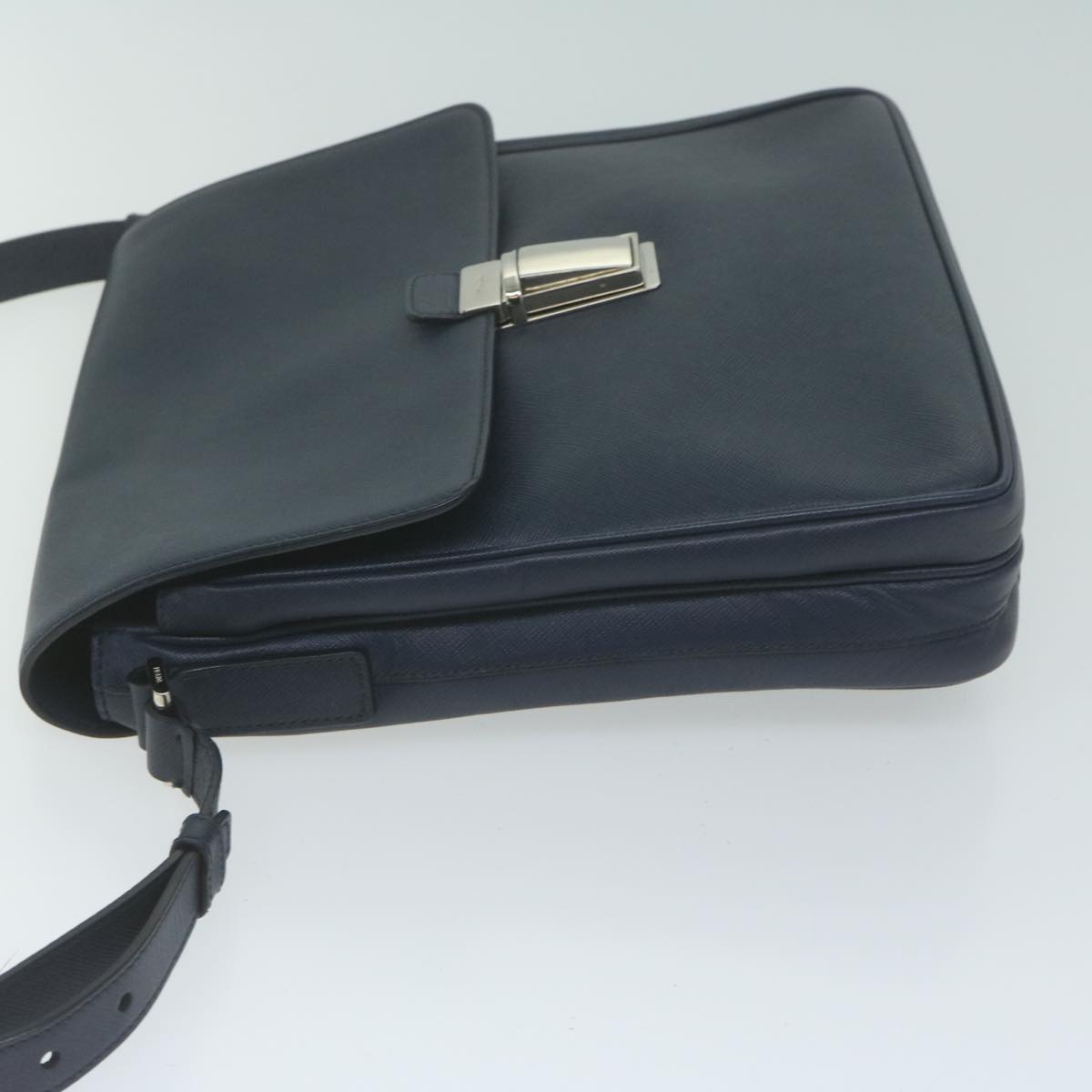 PRADA Shoulder Bag Safiano leather Navy Auth ep3022