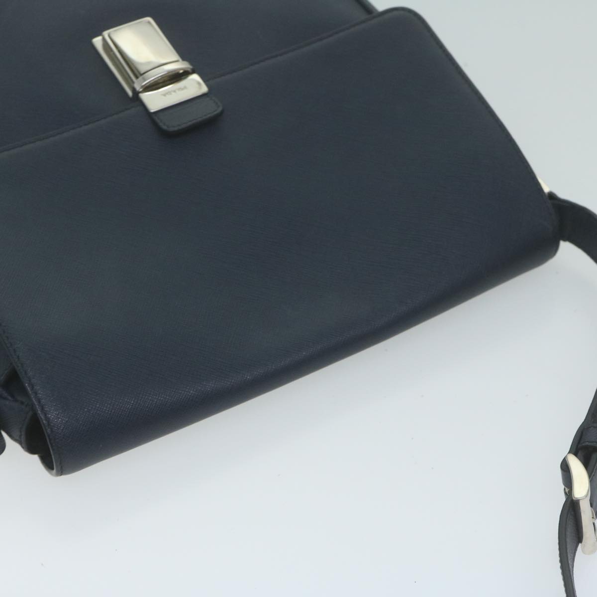 PRADA Shoulder Bag Safiano leather Navy Auth ep3022