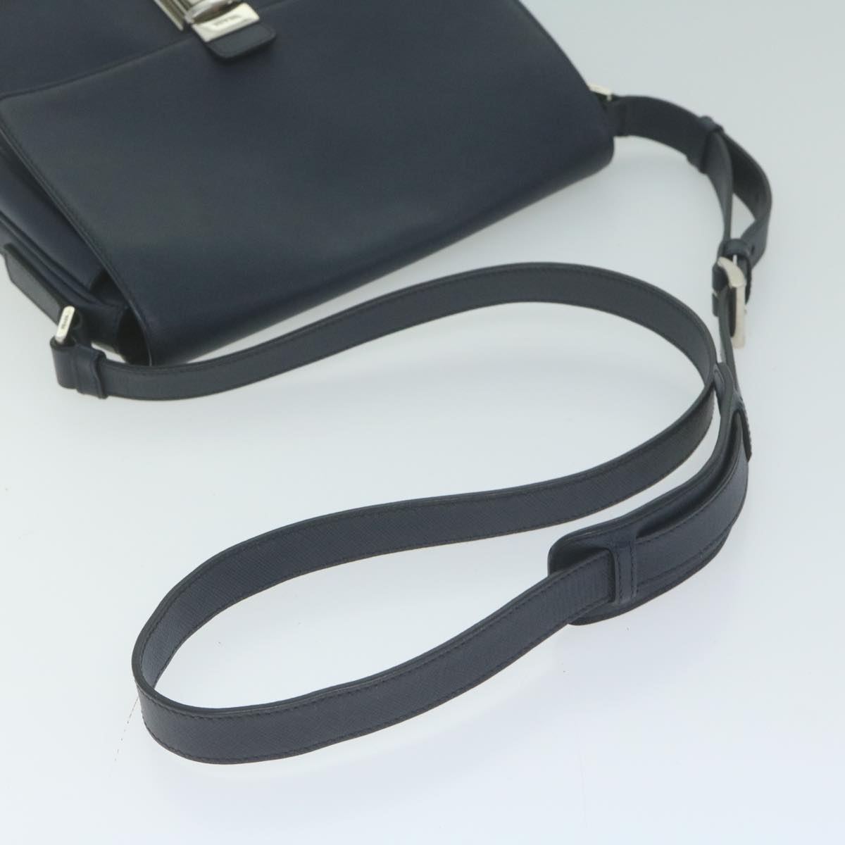 PRADA Shoulder Bag Safiano leather Navy Auth ep3022