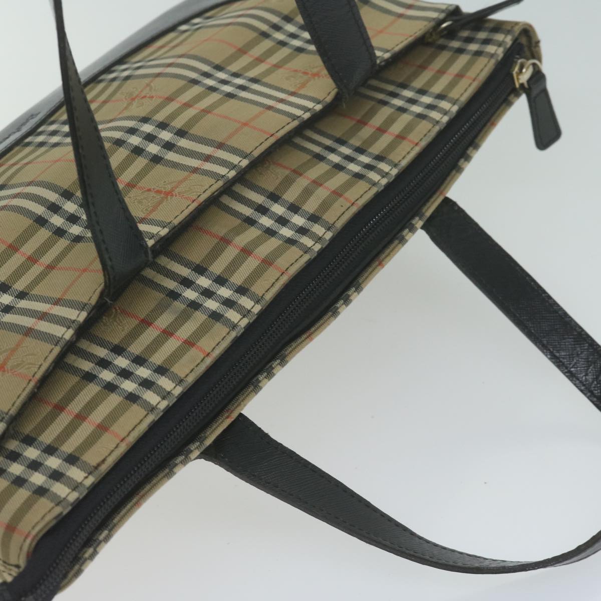 Burberrys Nova Check Hand Bag Canvas Beige Auth ep3023
