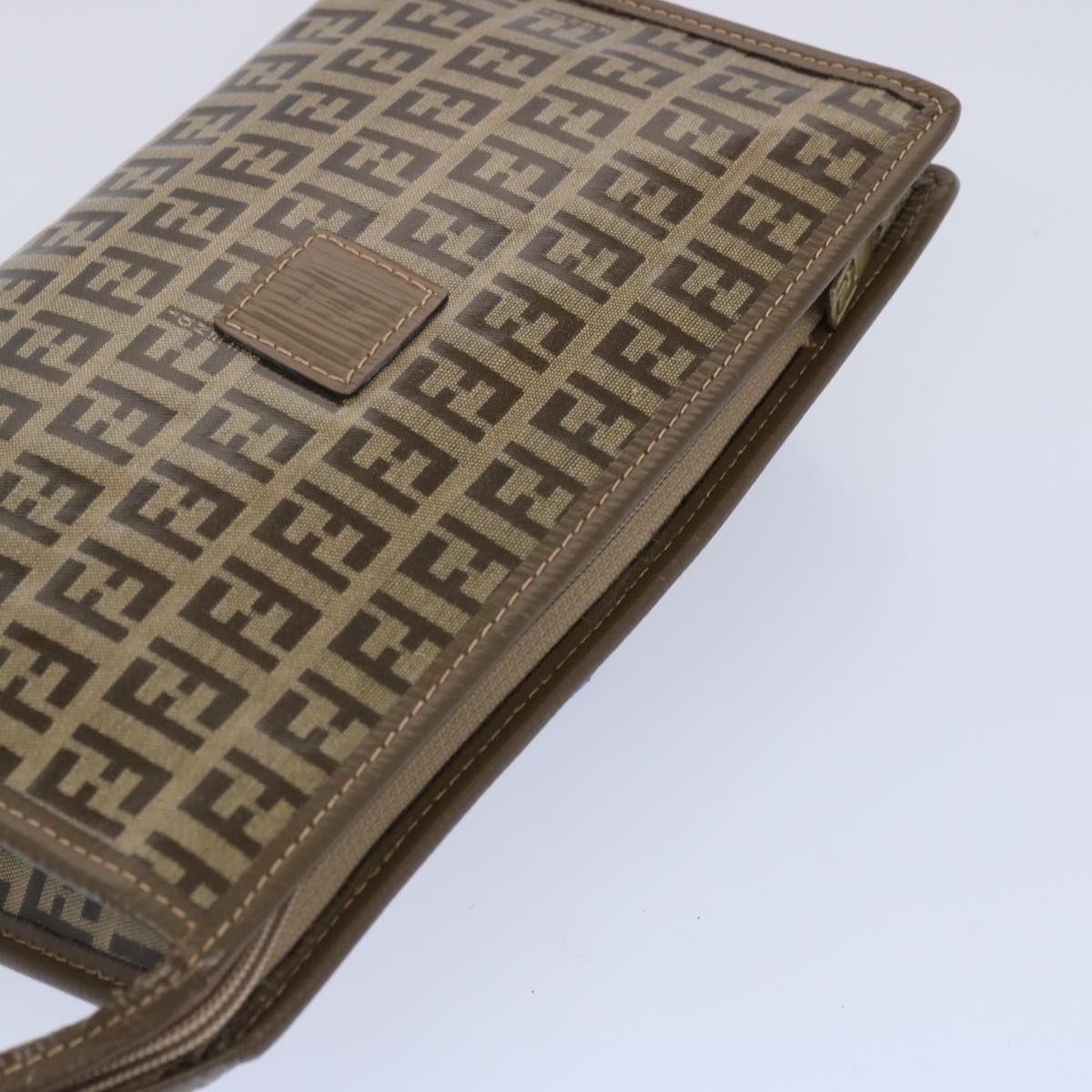 FENDI Zucchino Canvas Pouch Brown Auth ep3045