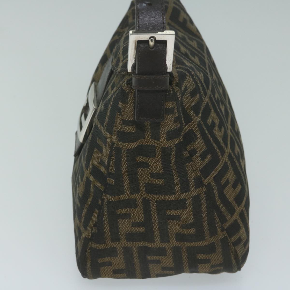 FENDI Zucca Canvas Mamma Baguette Shoulder Bag Brown Black Auth ep3105