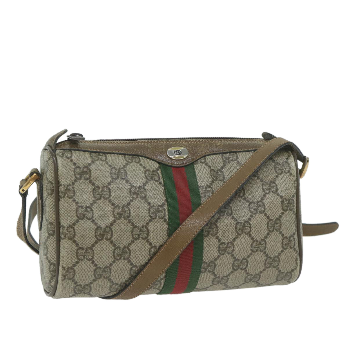 GUCCI GG Supreme Web Sherry Line Shoulder Bag PVC Beige 89 02 018 Auth ep3109