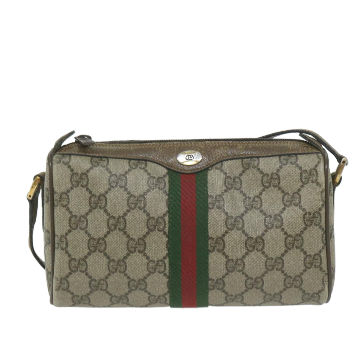 GUCCI GG Supreme Web Sherry Line Shoulder Bag PVC Beige 89 02 018 Auth ep3109