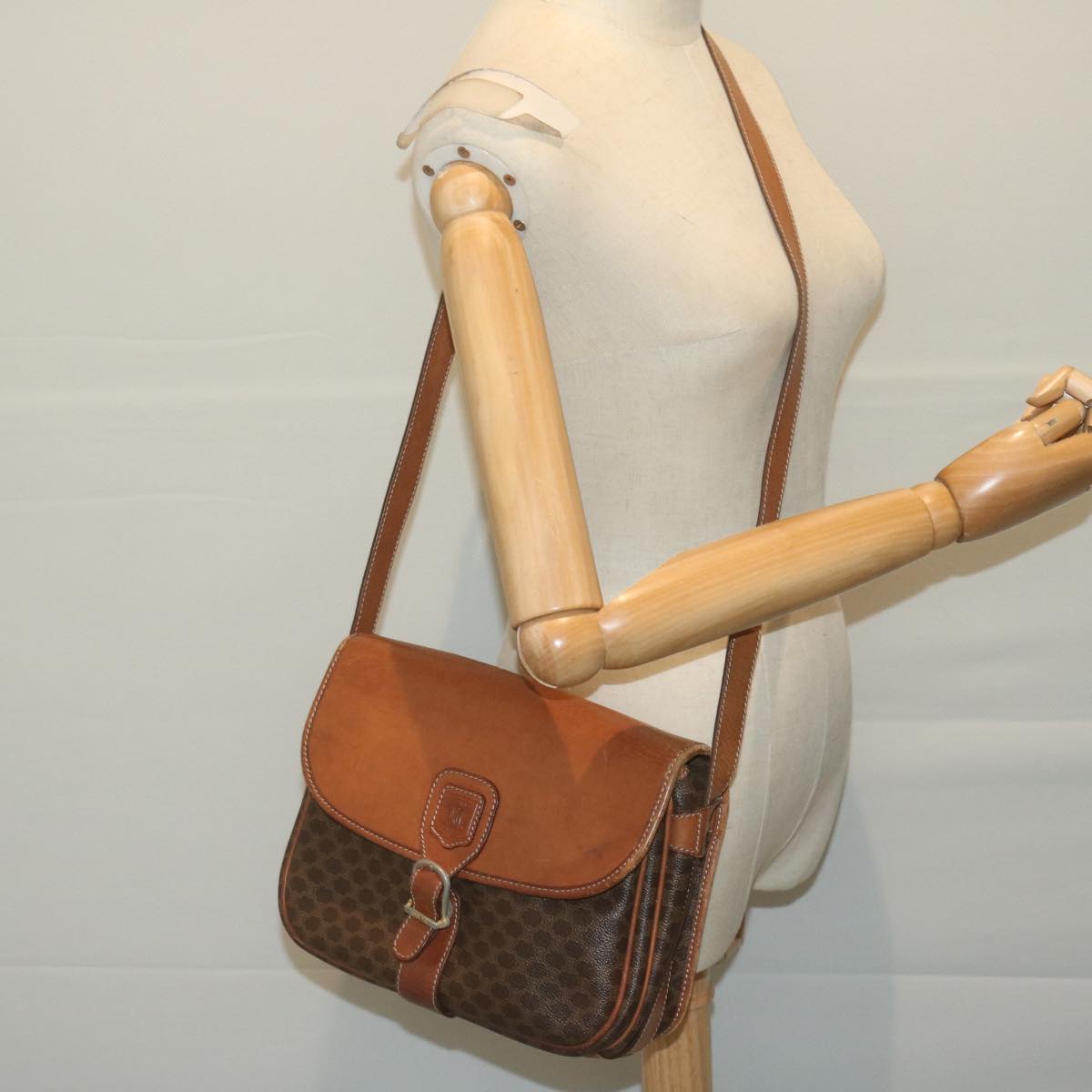 CELINE Macadam Canvas Shoulder Bag PVC Brown Auth ep3111