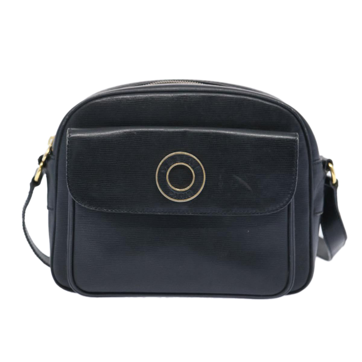 CELINE Shoulder Bag Leather Black Auth ep3112