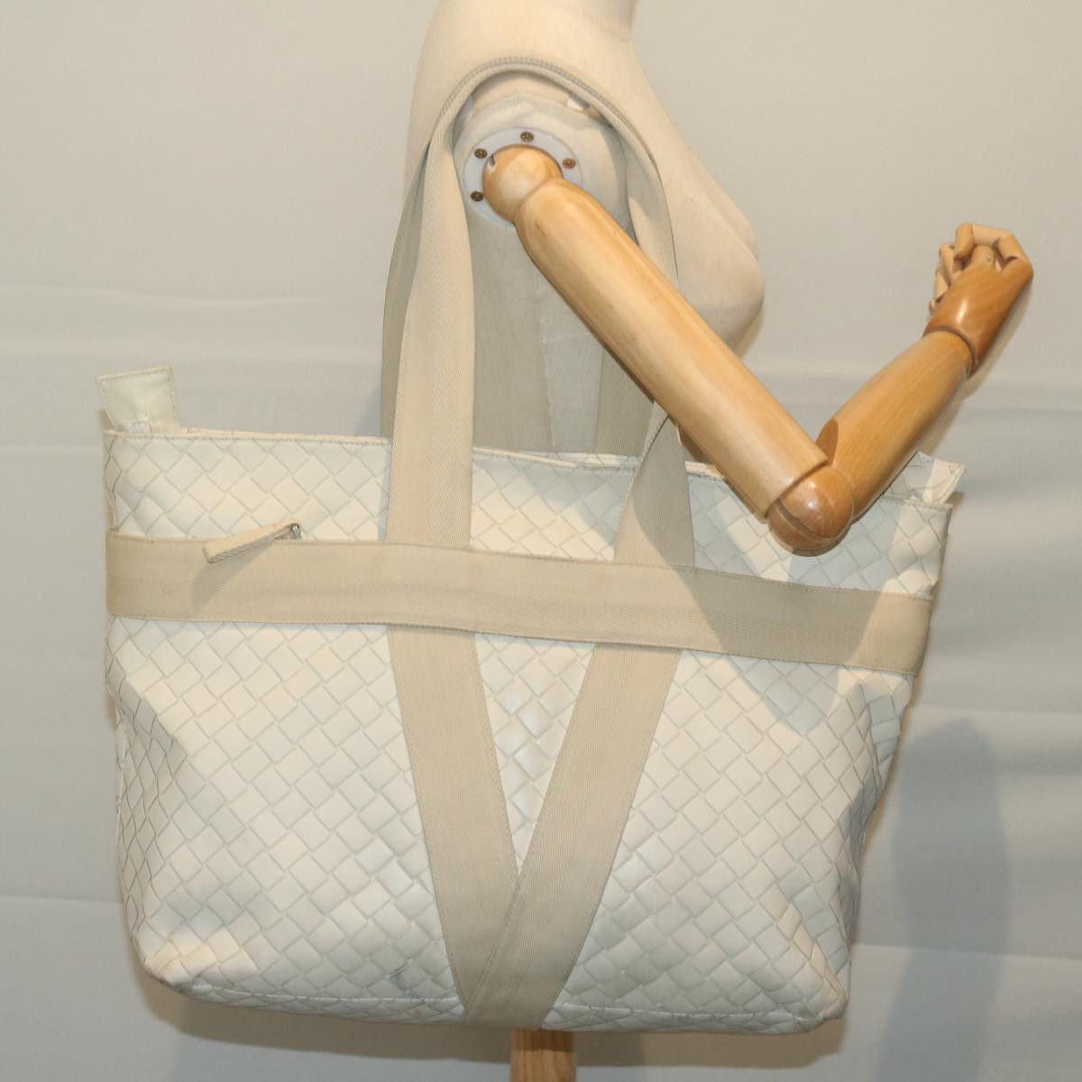 BOTTEGAVENETA INTRECCIATO Scorpito Tote Bag Leather White Auth ep3175