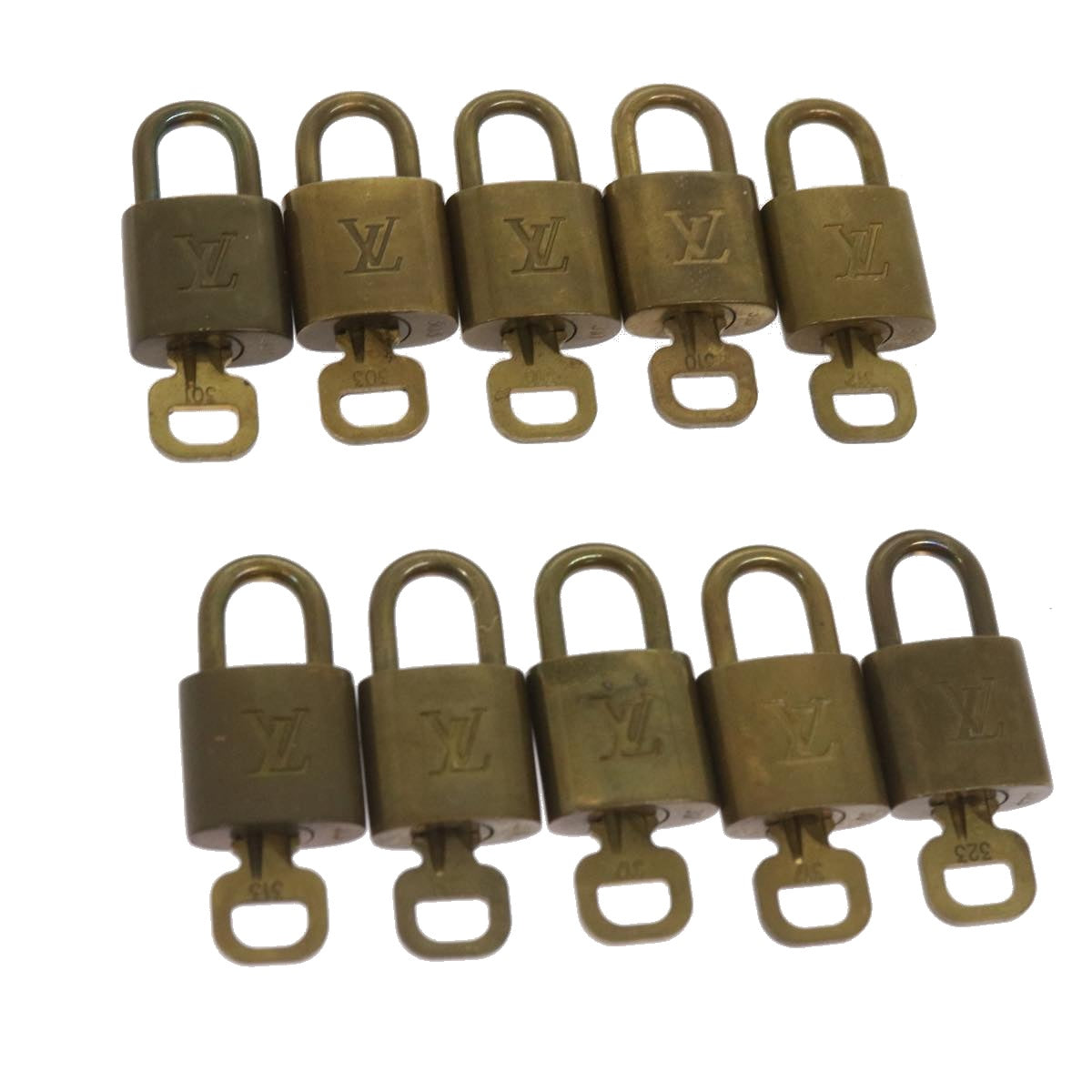 LOUIS VUITTON Padlock 10set Padlock Gold Tone LV Auth ep3226