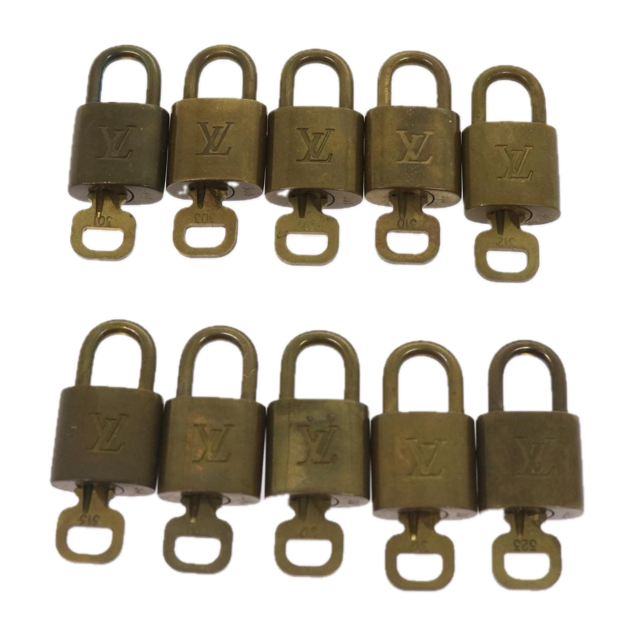 LOUIS VUITTON Padlock 10set Padlock Gold Tone LV Auth ep3226