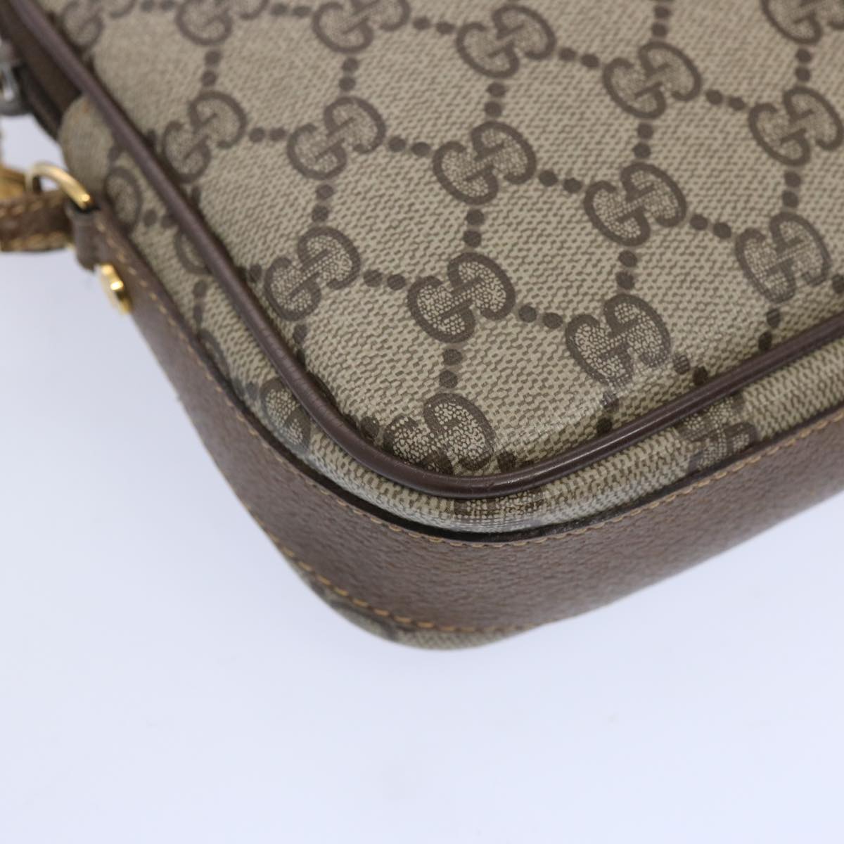 GUCCI GG Supreme Shoulder Bag PVC Beige Auth ep3229