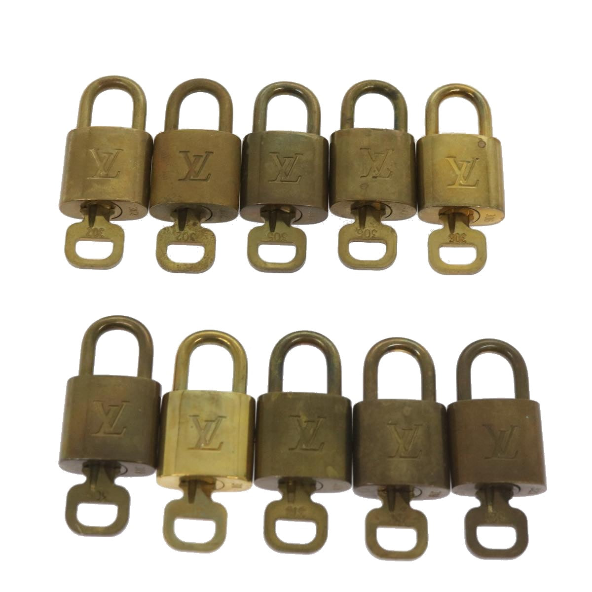 LOUIS VUITTON Padlock 10set Padlock Gold Tone LV Auth ep3233