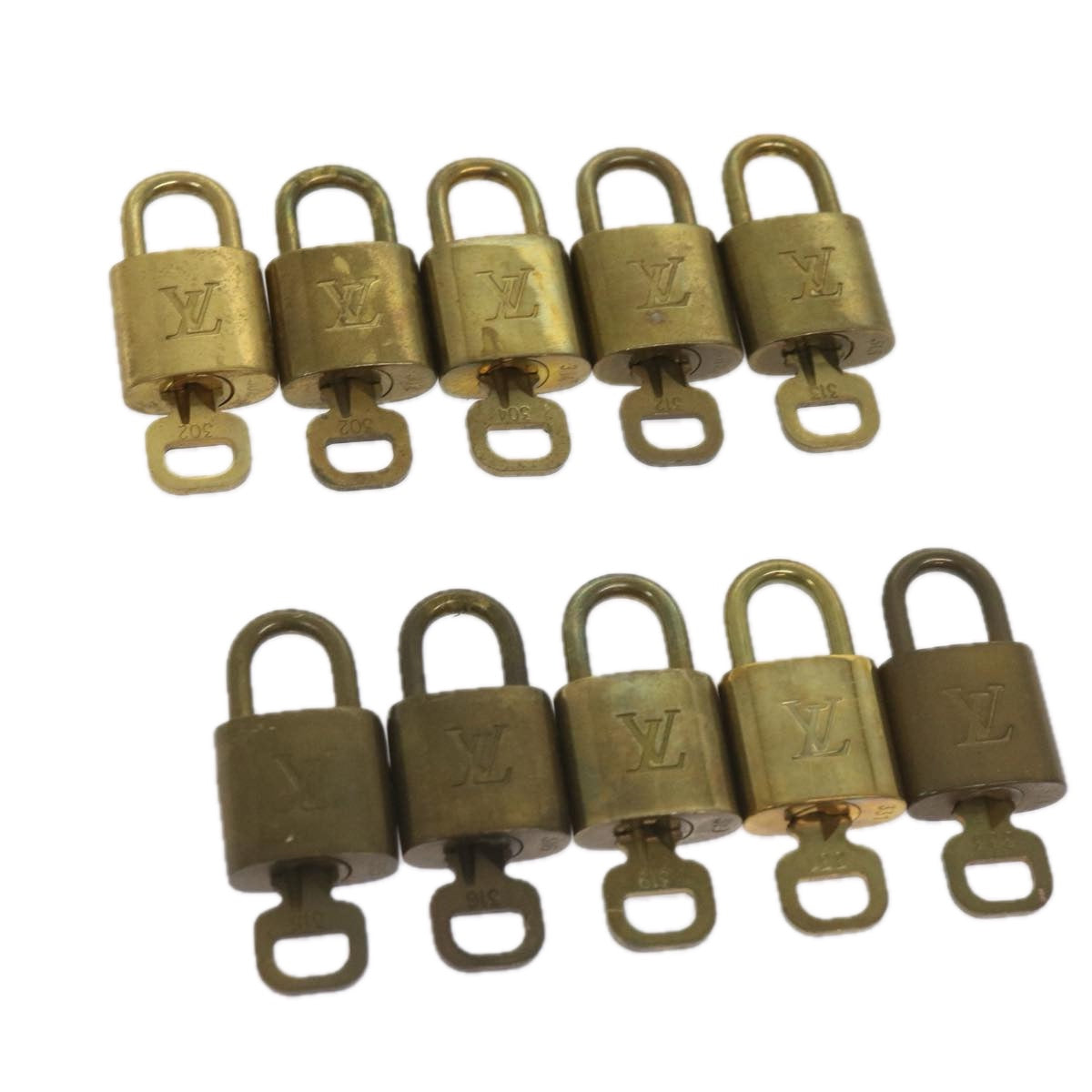 LOUIS VUITTON Padlock 10set Padlock Gold Tone LV Auth ep3234