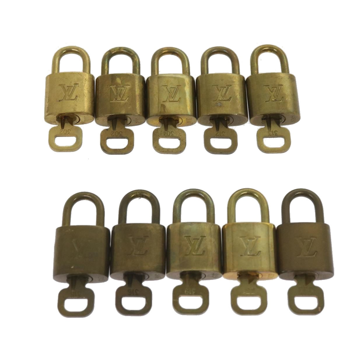 LOUIS VUITTON Padlock 10set Padlock Gold Tone LV Auth ep3234