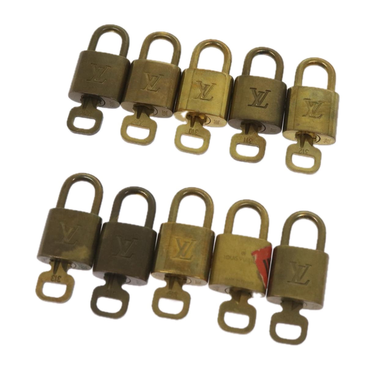 LOUIS VUITTON Padlock 10set Padlock Gold Tone LV Auth ep3235