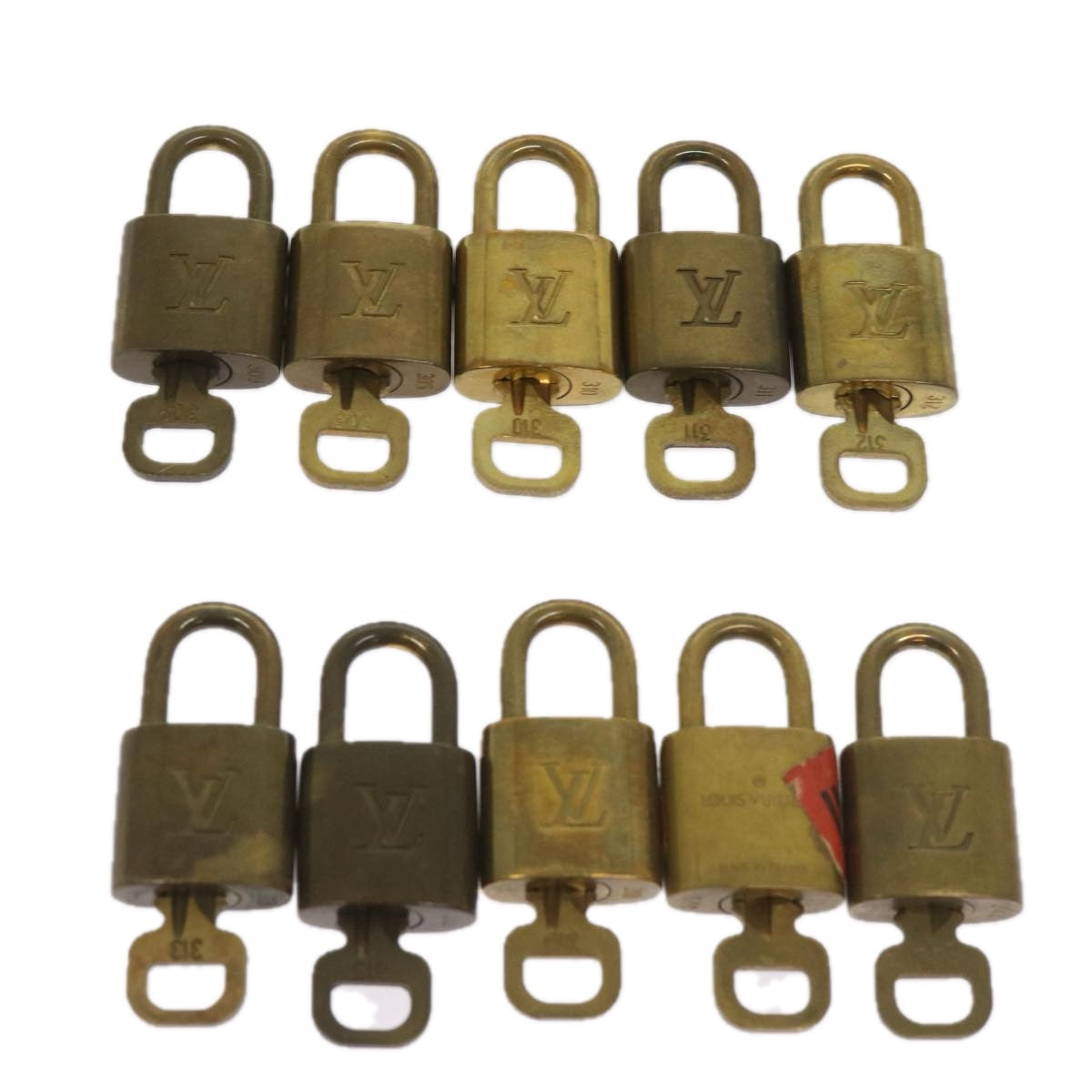 LOUIS VUITTON Padlock 10set Padlock Gold Tone LV Auth ep3235