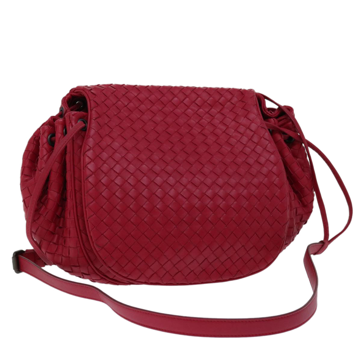 BOTTEGAVENETA INTRECCIATO Shoulder Bag Leather Red 245342 Auth ep3260