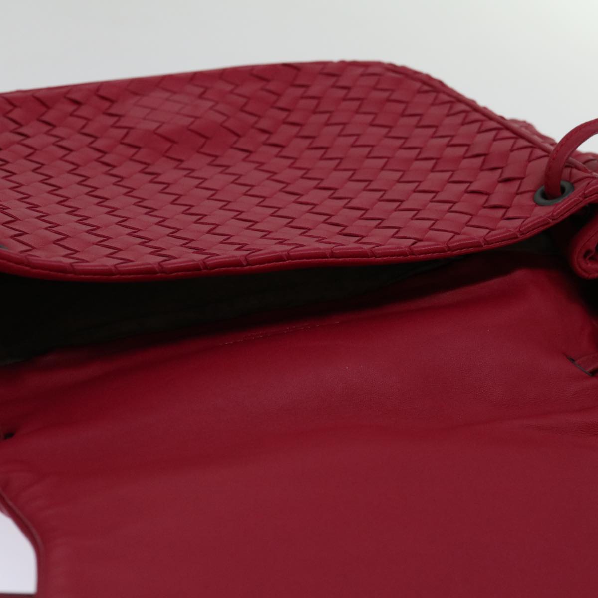 BOTTEGAVENETA INTRECCIATO Shoulder Bag Leather Red 245342 Auth ep3260