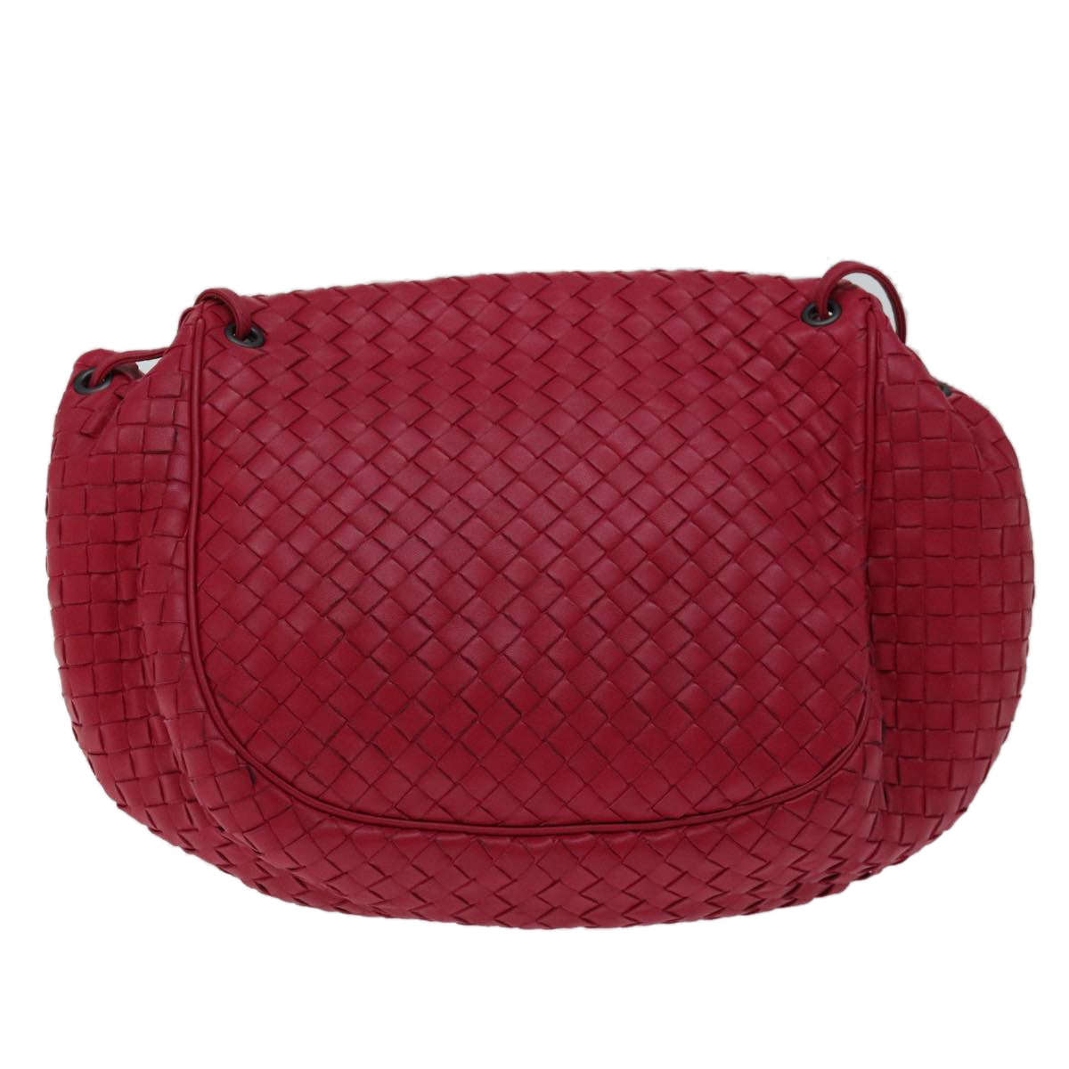 BOTTEGAVENETA INTRECCIATO Shoulder Bag Leather Red 245342 Auth ep3260