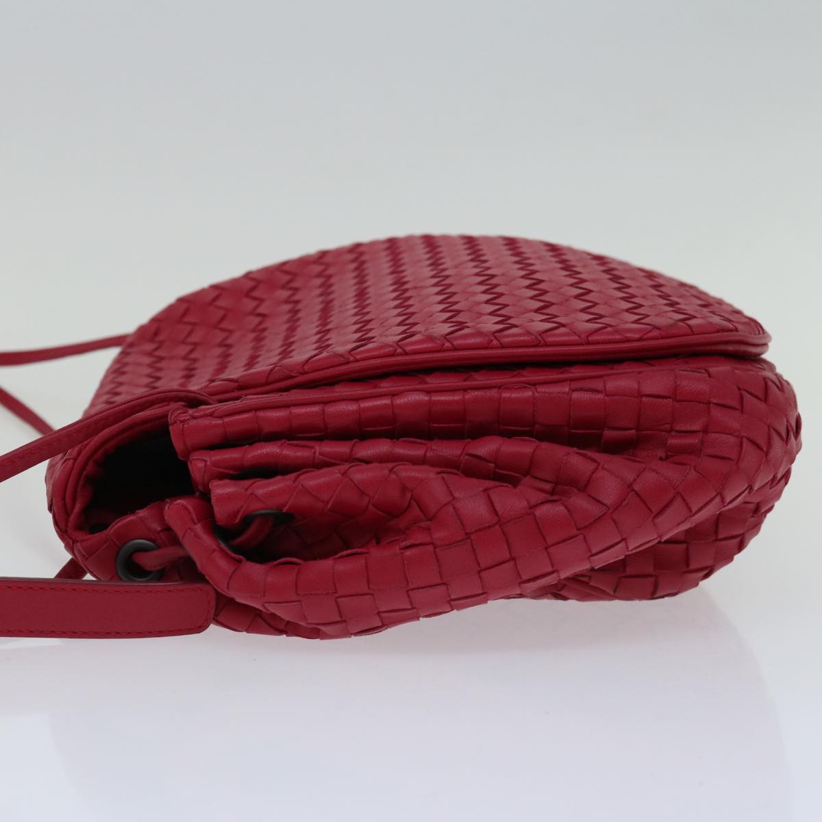 BOTTEGAVENETA INTRECCIATO Shoulder Bag Leather Red 245342 Auth ep3260