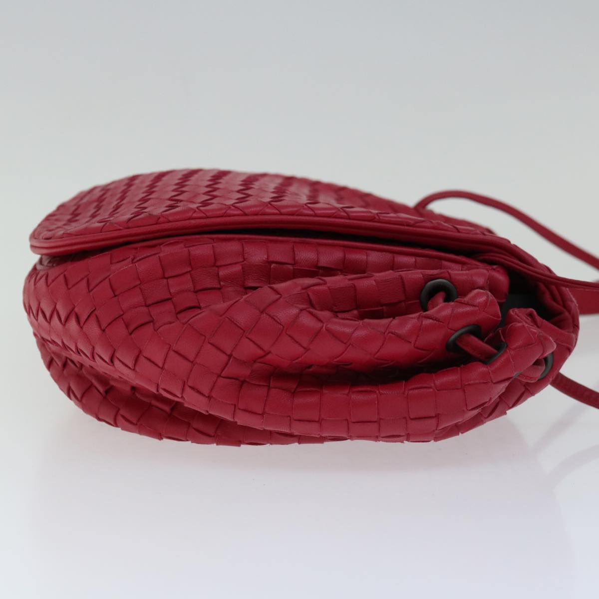 BOTTEGAVENETA INTRECCIATO Shoulder Bag Leather Red 245342 Auth ep3260