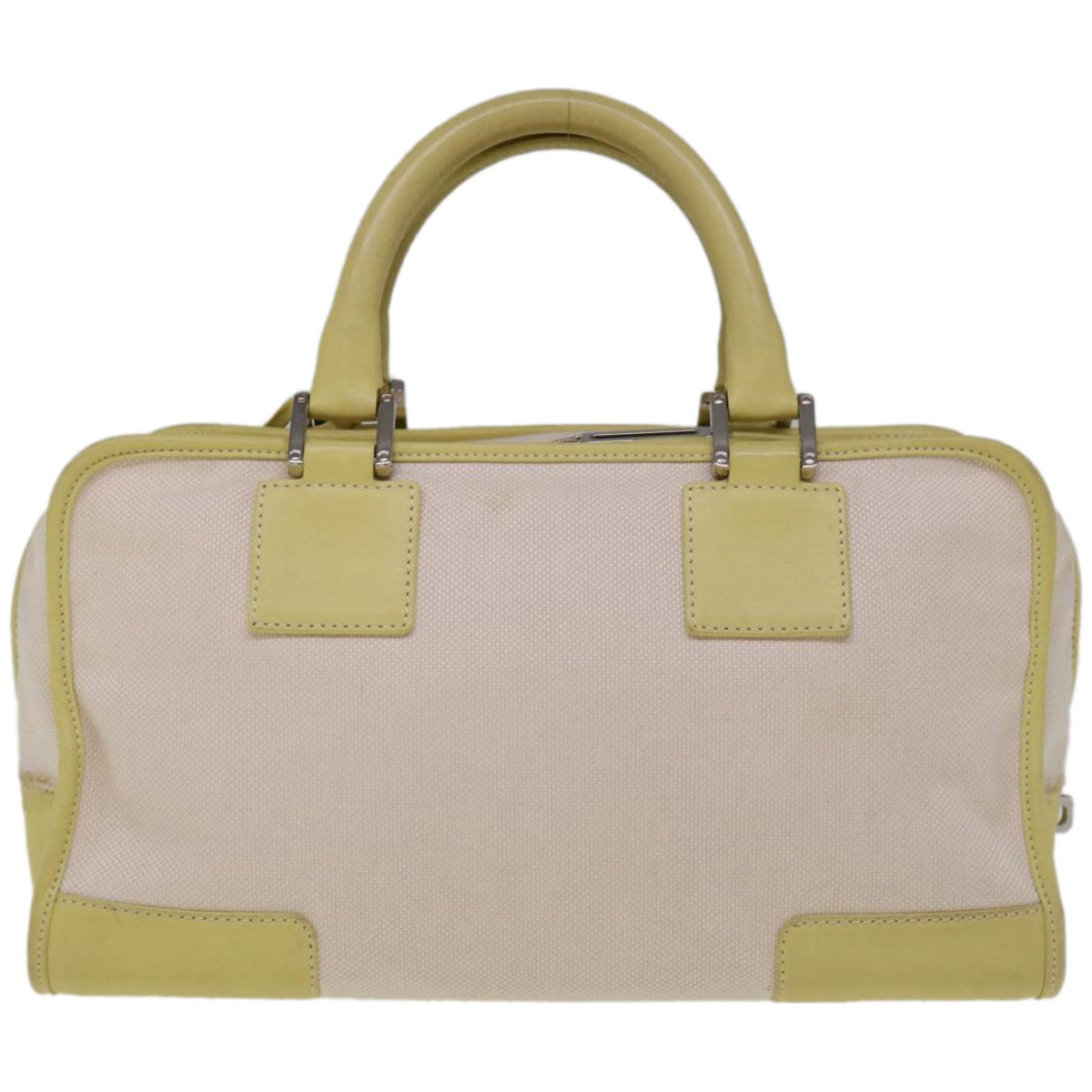 LOEWE Hand Bag Canvas White Auth ep3279