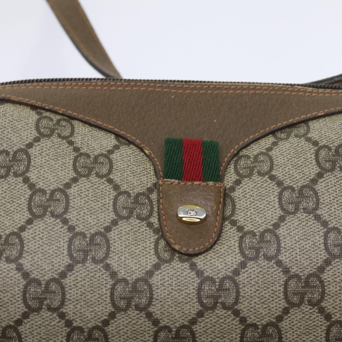 GUCCI GG Supreme Web Sherry Line Shoulder Bag PVC Beige 89 02 018 Auth ep3292