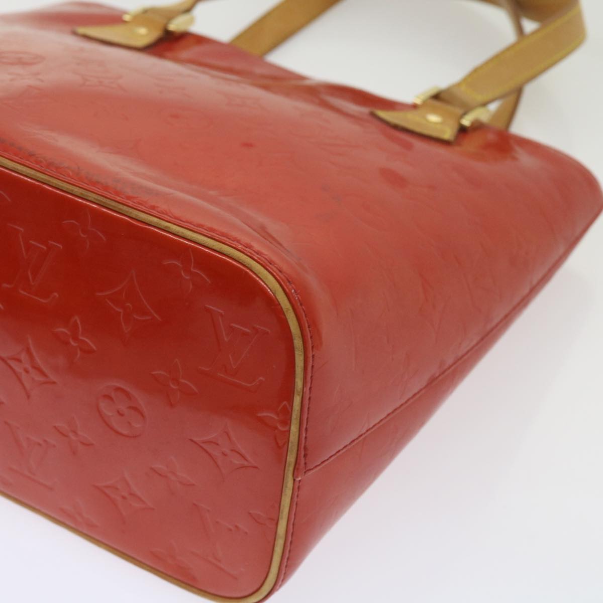 LOUIS VUITTON Monogram Vernis Houston Hand Bag Red M91092 LV Auth ep3310