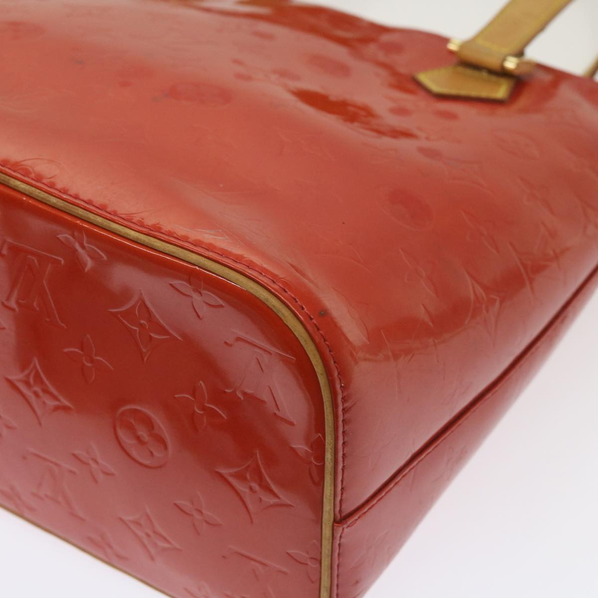 LOUIS VUITTON Monogram Vernis Houston Hand Bag Red M91092 LV Auth ep3310