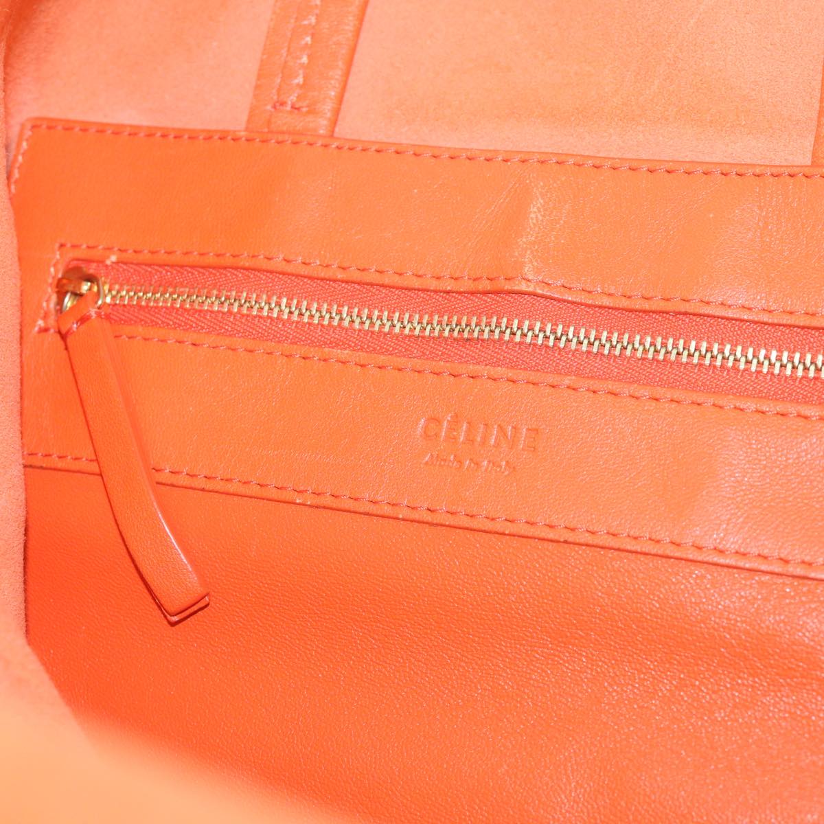 CELINE Hand Bag Leather Orange Auth ep3321