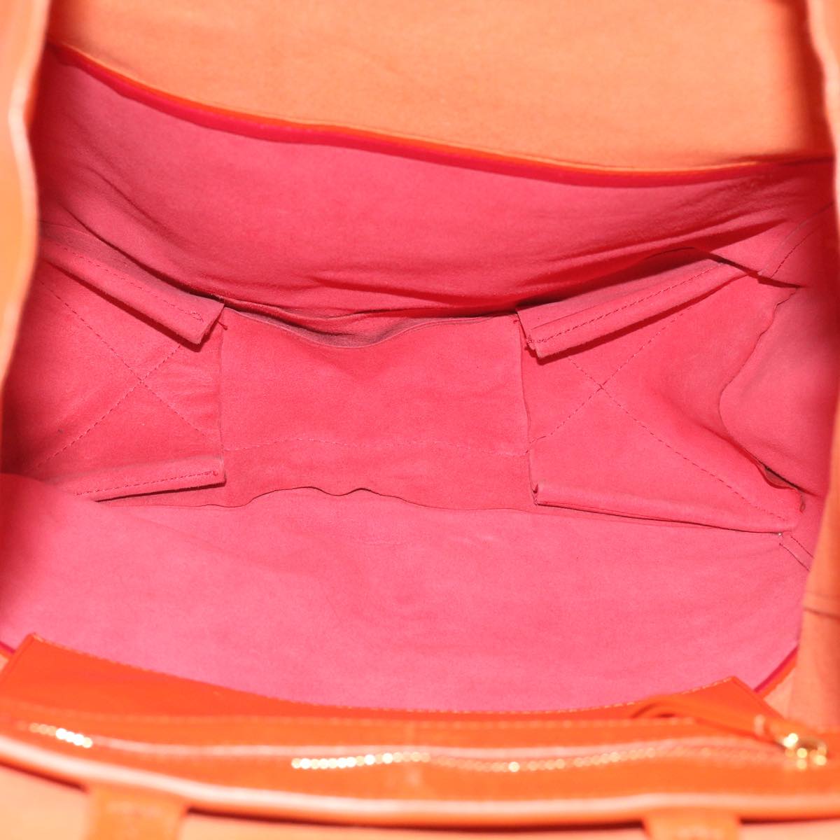 CELINE Hand Bag Leather Orange Auth ep3321