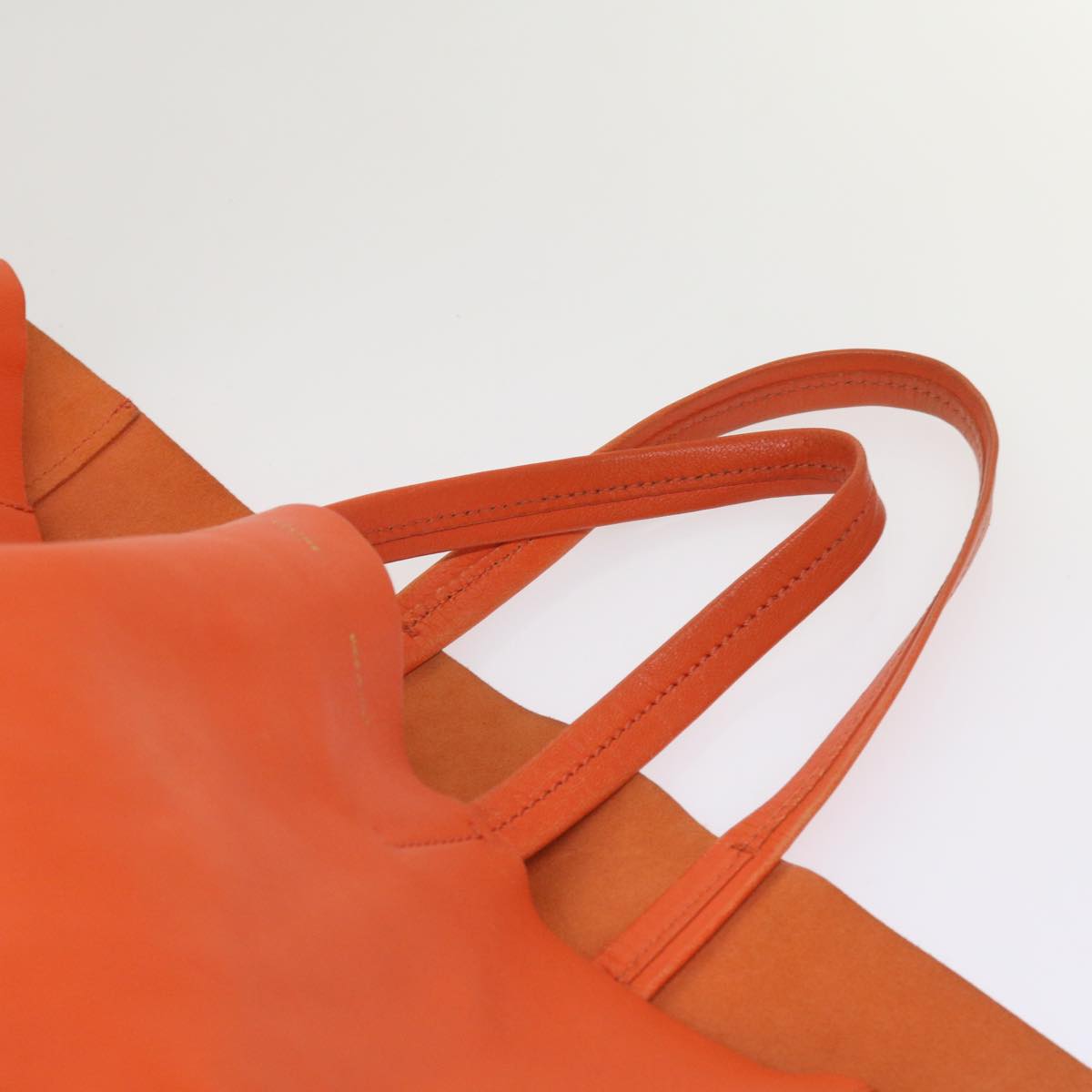 CELINE Hand Bag Leather Orange Auth ep3321