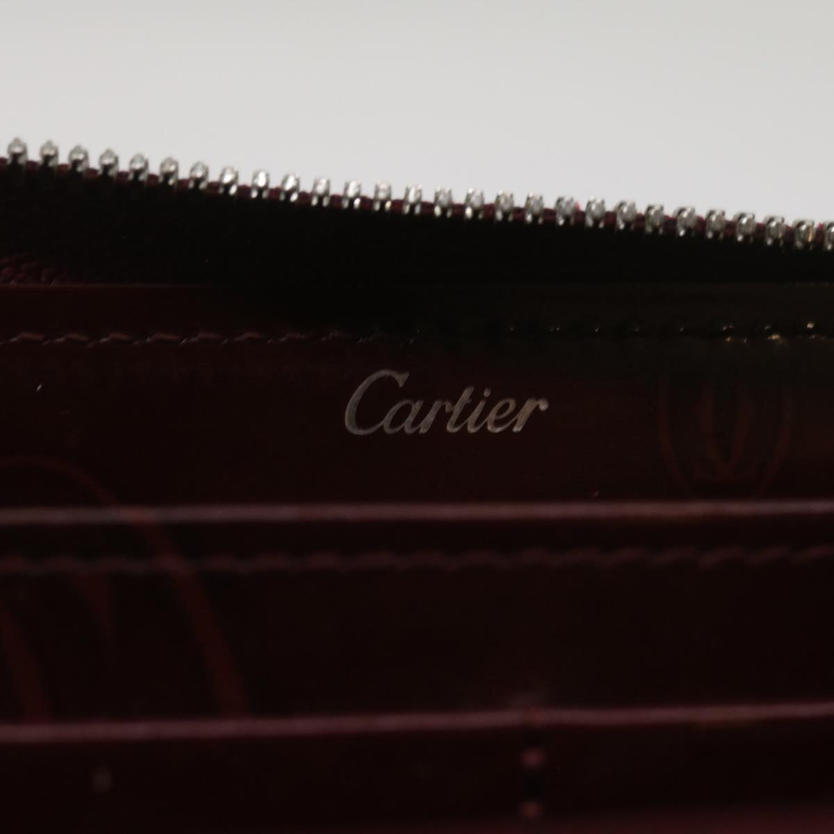 CARTIER Long Wallet Patent leather Red Auth ep3340