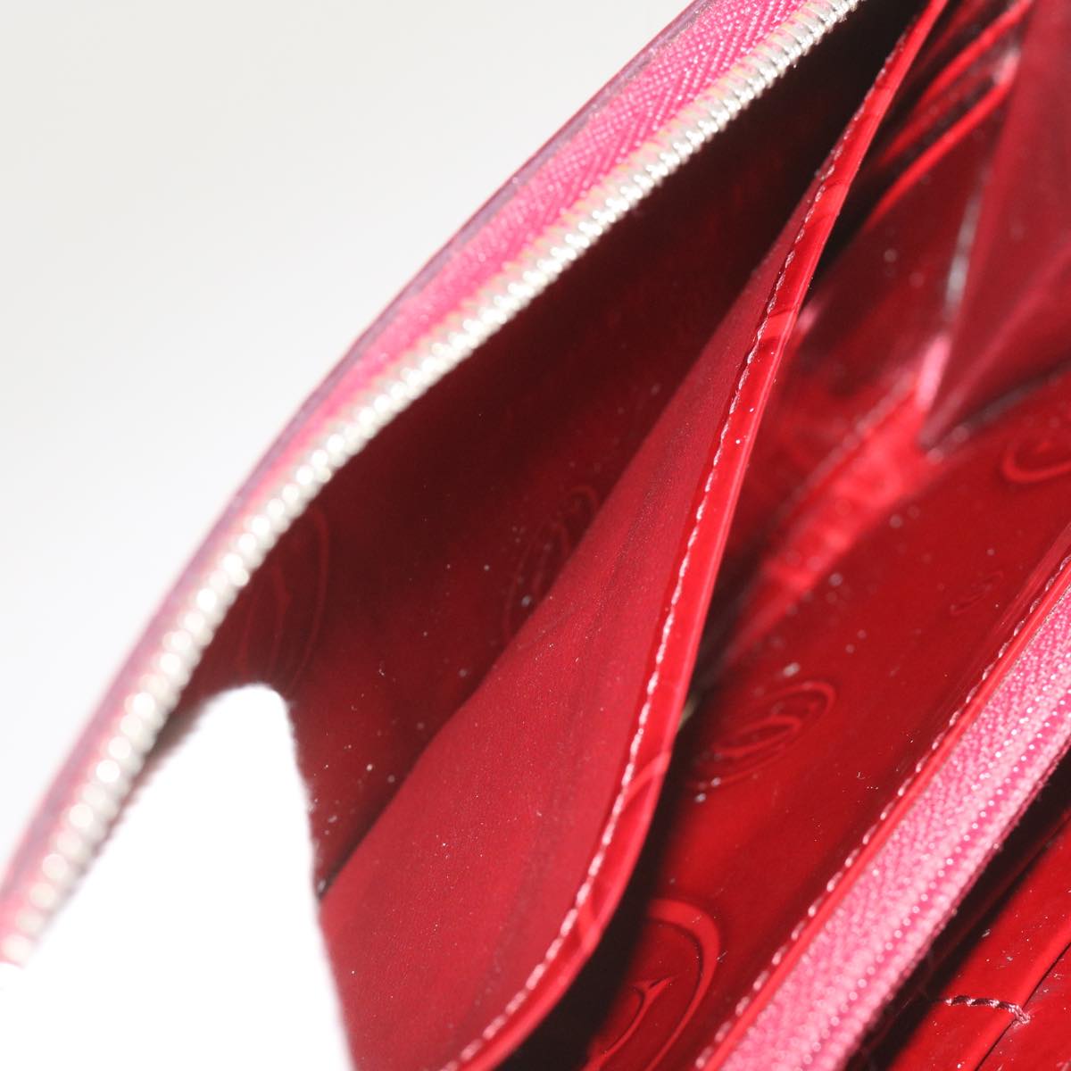 CARTIER Long Wallet Patent leather Red Auth ep3340