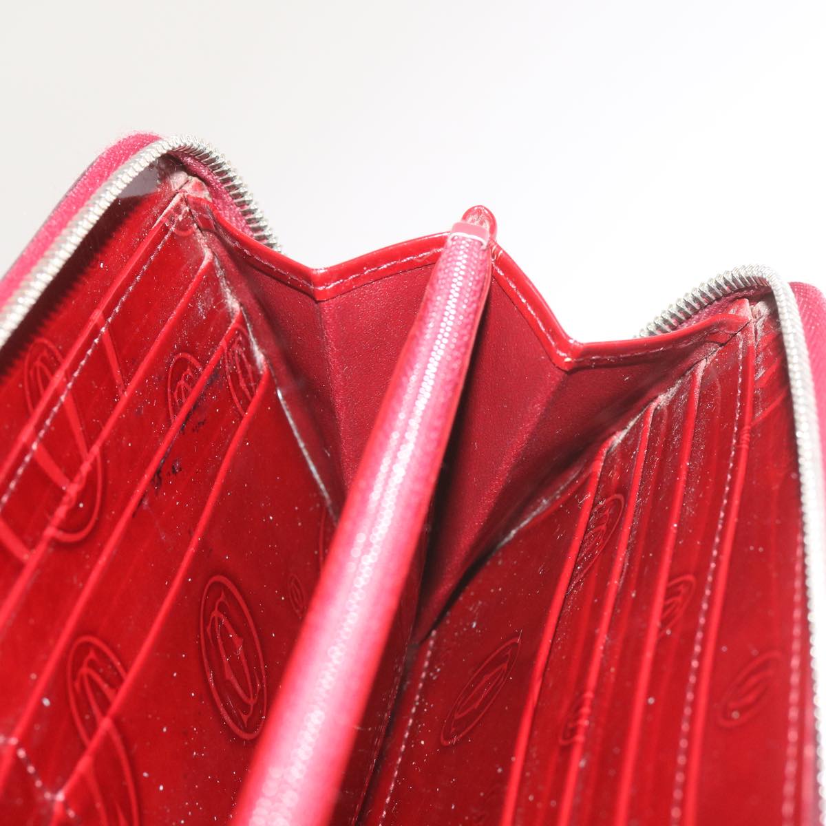 CARTIER Long Wallet Patent leather Red Auth ep3340