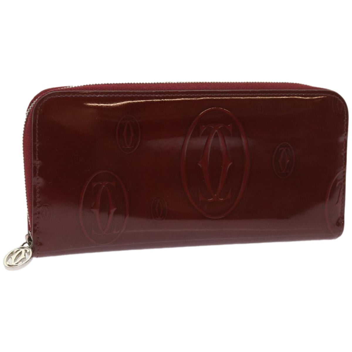 CARTIER Long Wallet Patent leather Red Auth ep3340