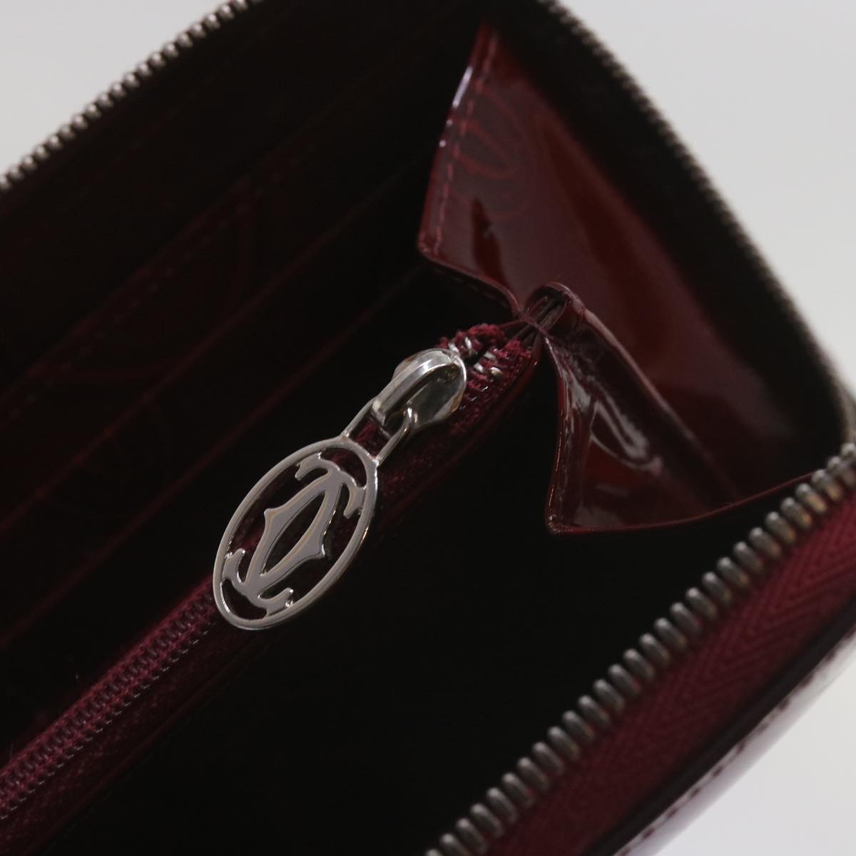 CARTIER Long Wallet Patent leather Red Auth ep3340