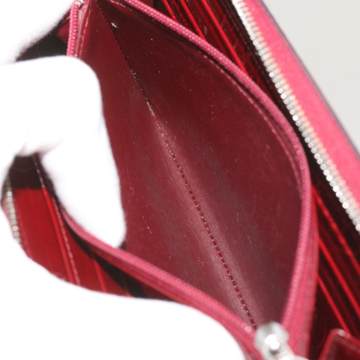 CARTIER Long Wallet Patent leather Red Auth ep3340