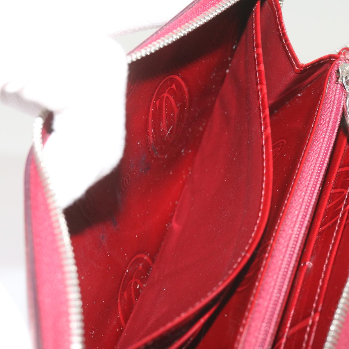 CARTIER Long Wallet Patent leather Red Auth ep3340