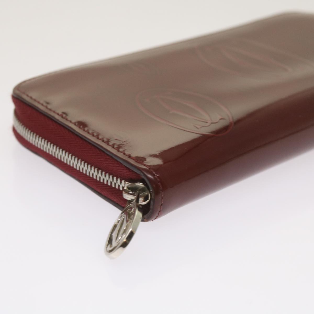 CARTIER Long Wallet Patent leather Red Auth ep3340