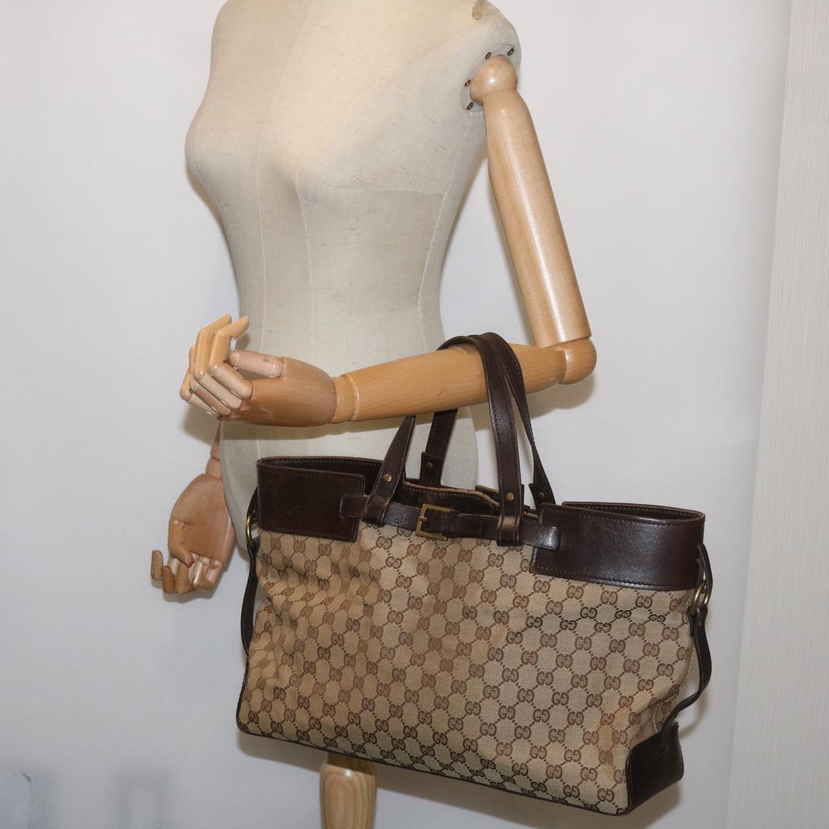 GUCCI GG Canvas Hand Bag Beige 106251 Auth ep3361