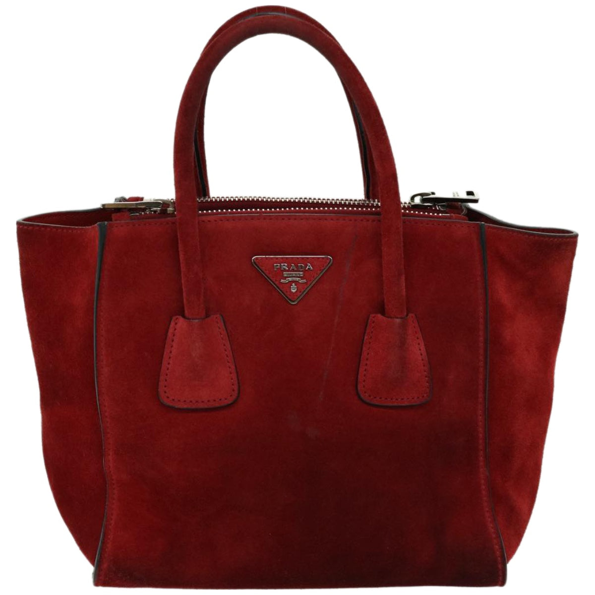 PRADA Hand Bag Suede 2way Red Auth ep3363