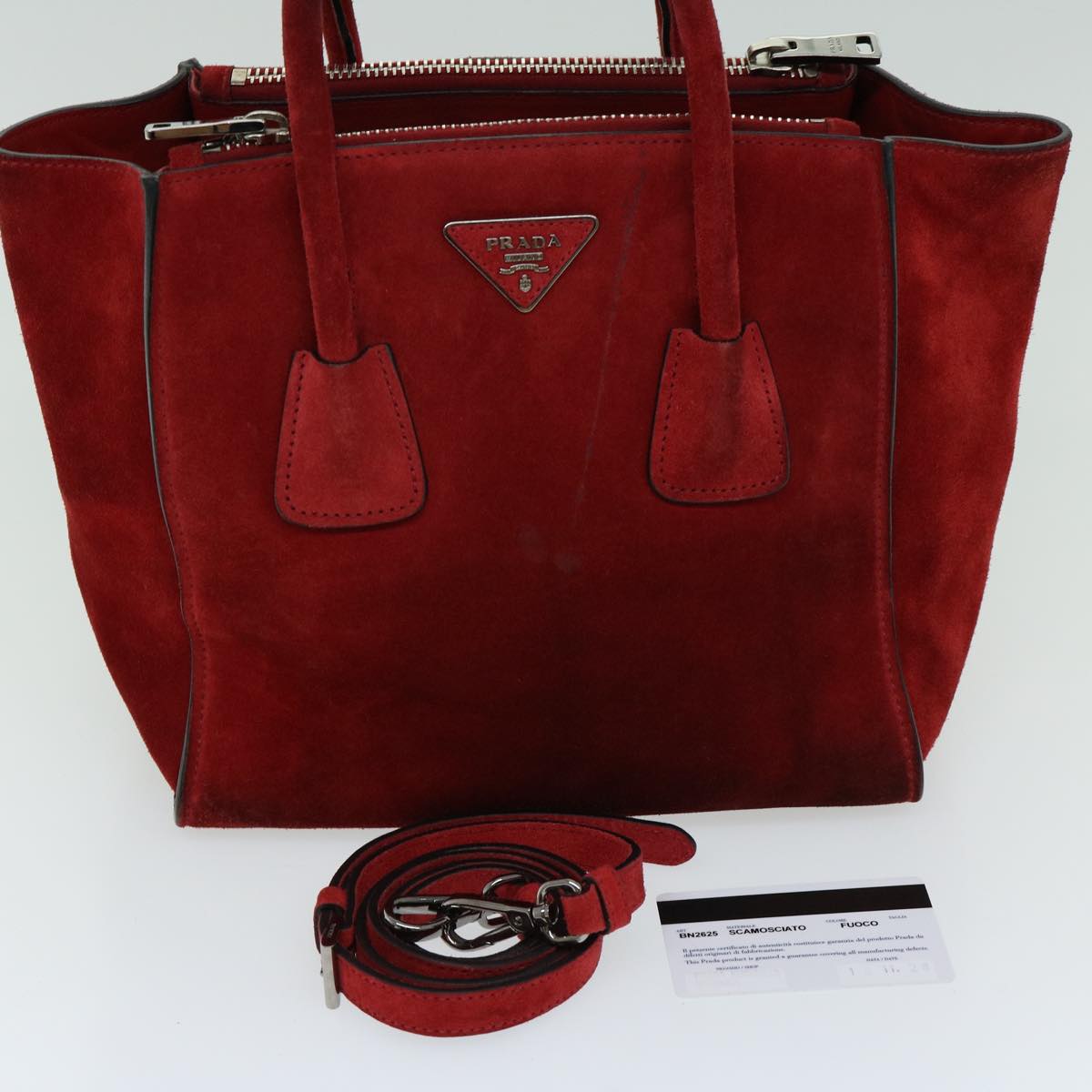 PRADA Hand Bag Suede 2way Red Auth ep3363