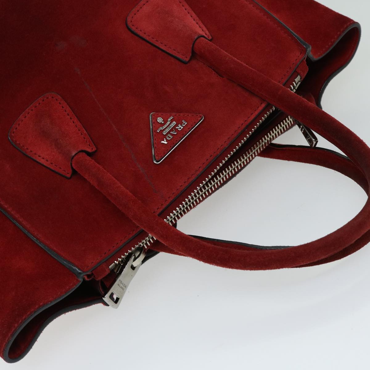 PRADA Hand Bag Suede 2way Red Auth ep3363