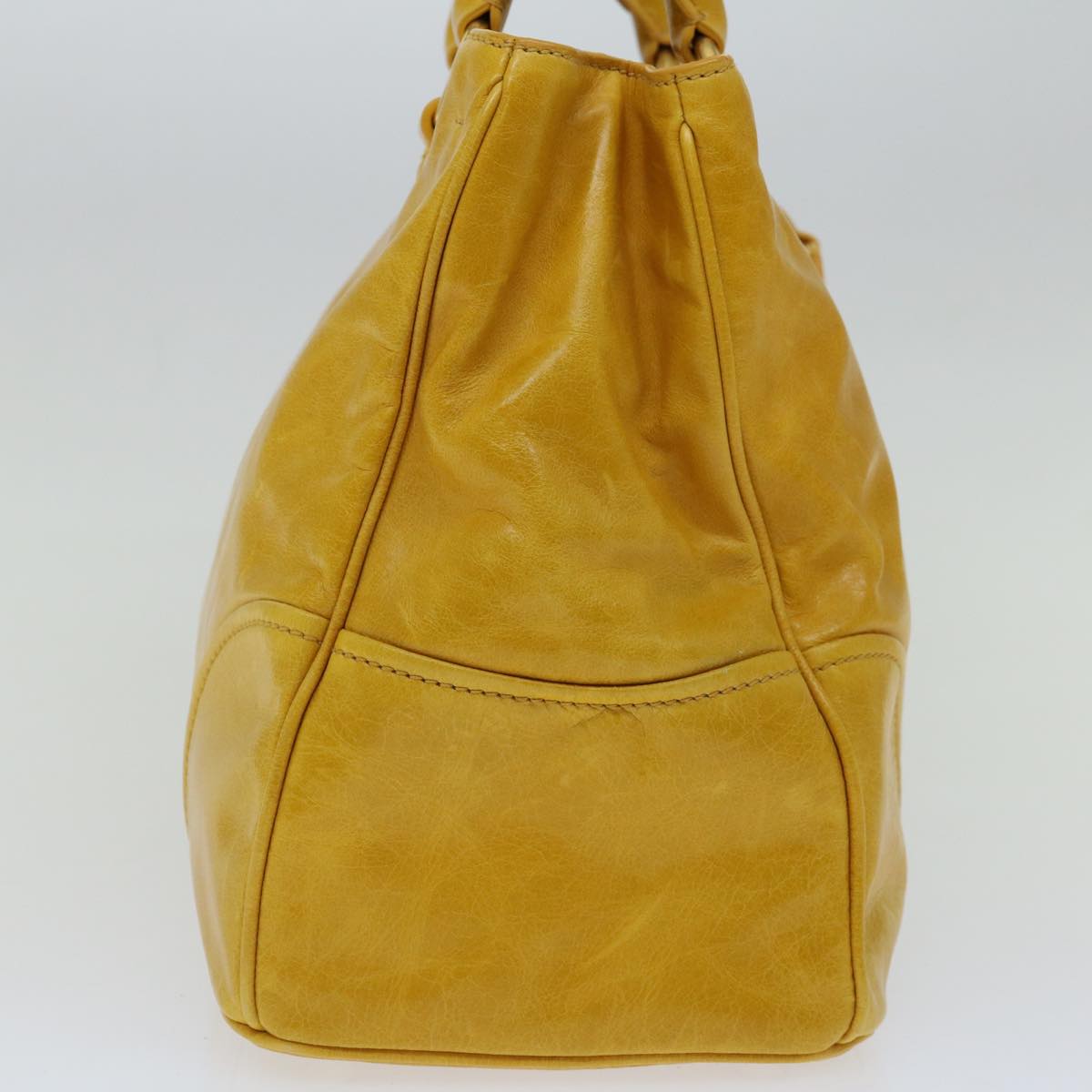 PRADA Hand Bag Leather 2way Yellow Auth ep3374