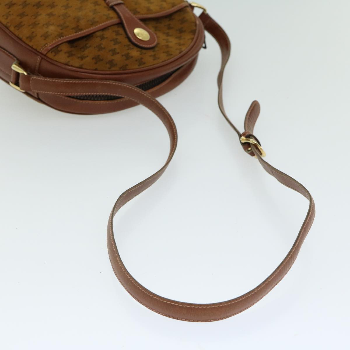 CELINE Shoulder Bag Suede Brown Auth ep3376