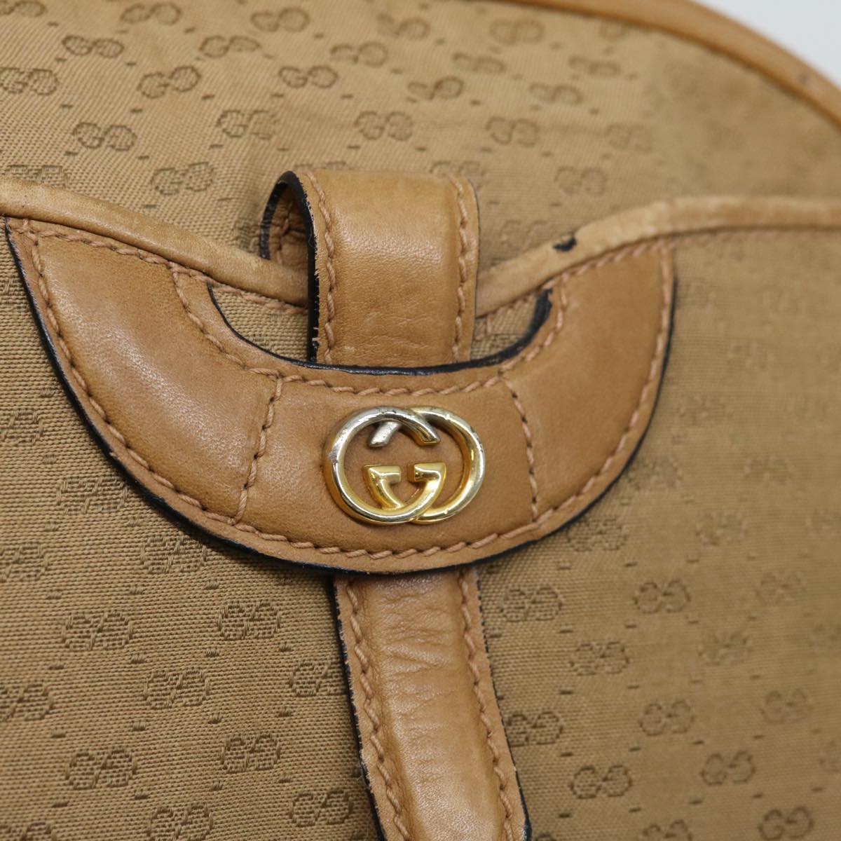 GUCCI Micro GG Canvas Shoulder Bag Beige Auth ep3382