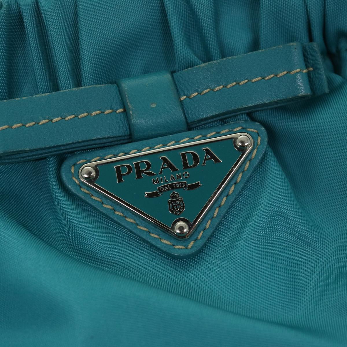 PRADA Hand Bag Nylon 2way Turquoise Blue Auth ep3391